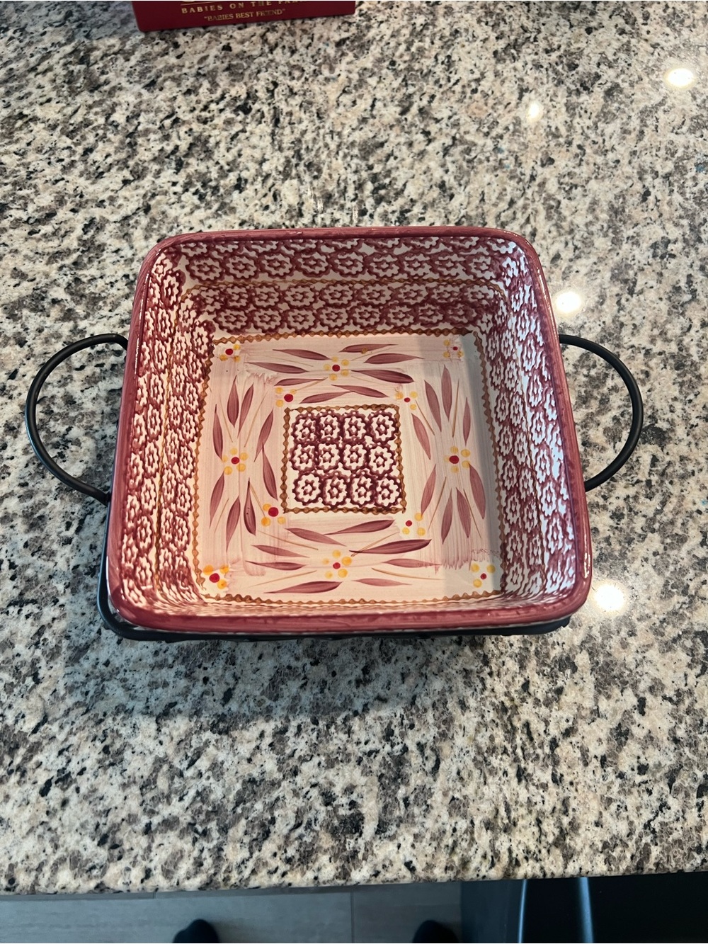Temptations by Tara Cranberry 1.5 QT Dish Old World With Wire Basket